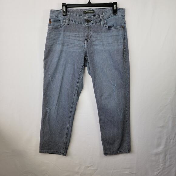 Eddie Bauer Women's Striped Distressed Denim Cropped Pants Size 8 - Picture 13 of 15